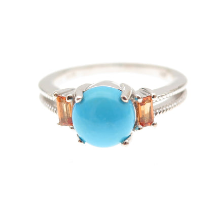 Chuck Clemency 925 Sterling Silver Real Turquoise & Citrine Ring Size 8