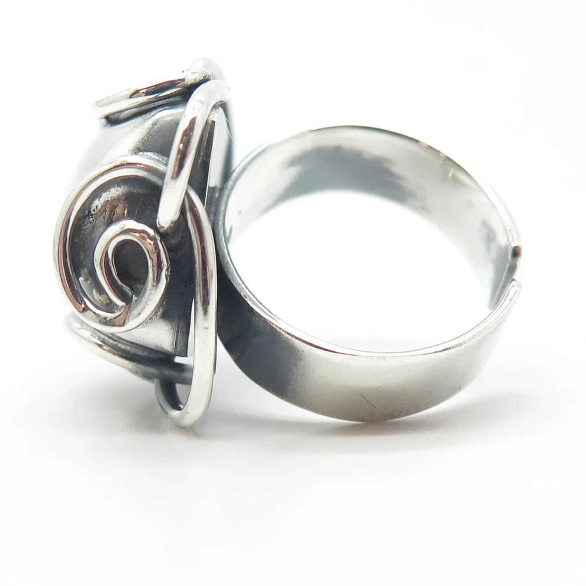 950 Silver Vintage Modernist Adjustable Ring Size 6.5