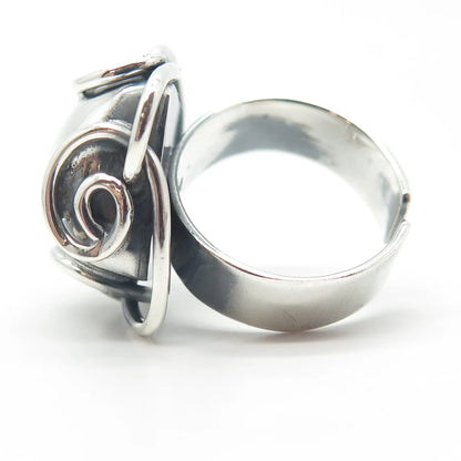 950 Silver Vintage Modernist Adjustable Ring Size 6.5