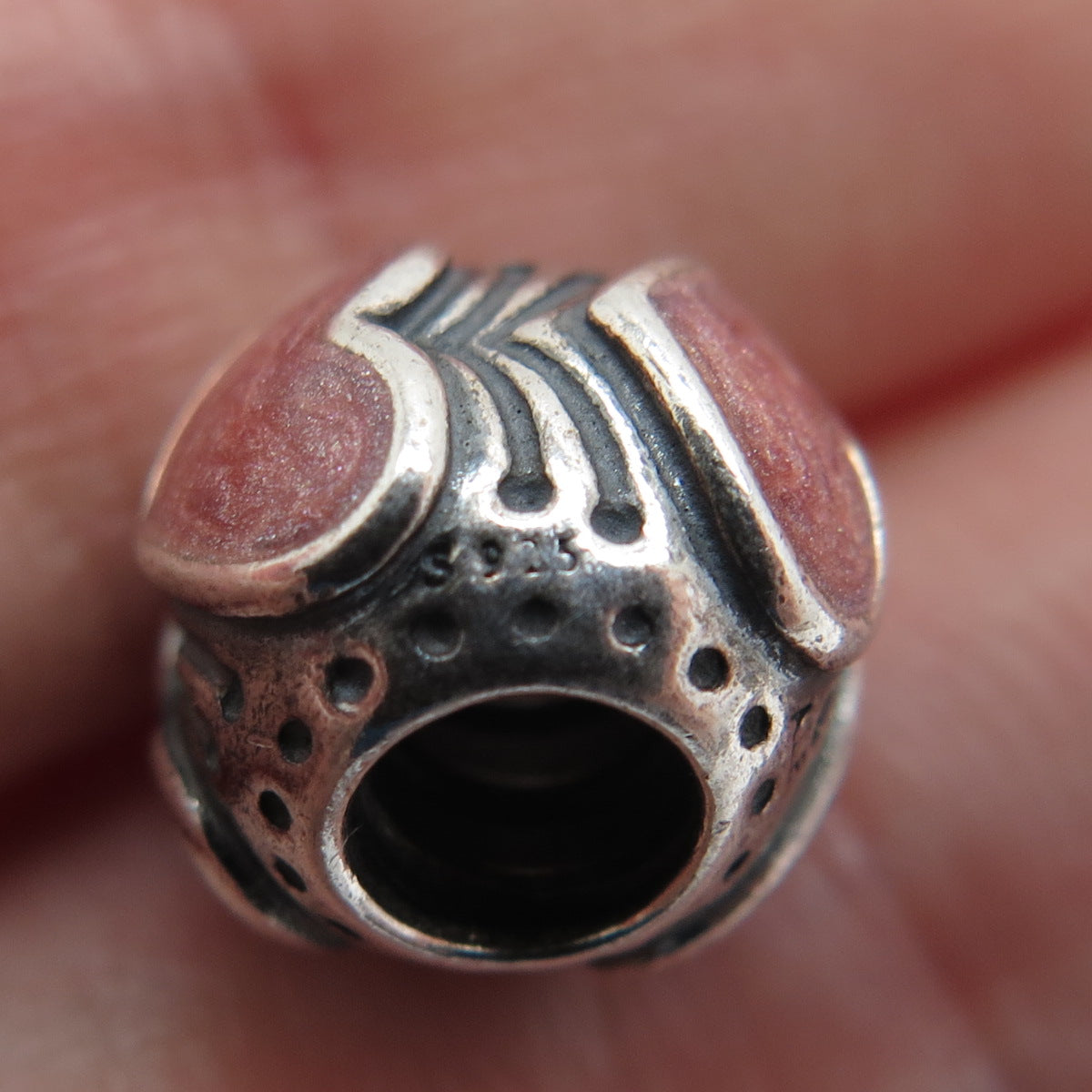 PANDORA 925 Sterling Silver Enamel Heart Bead Charm