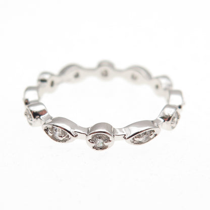 925 Sterling Silver Round-Cut C Z Eternity Stackable Band Ring Size 6