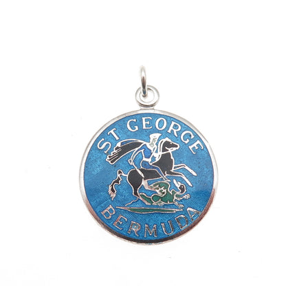 BREADNER CO. 925 Sterling Silver Vintage Enamel St. George Bermuda Charm Pendant