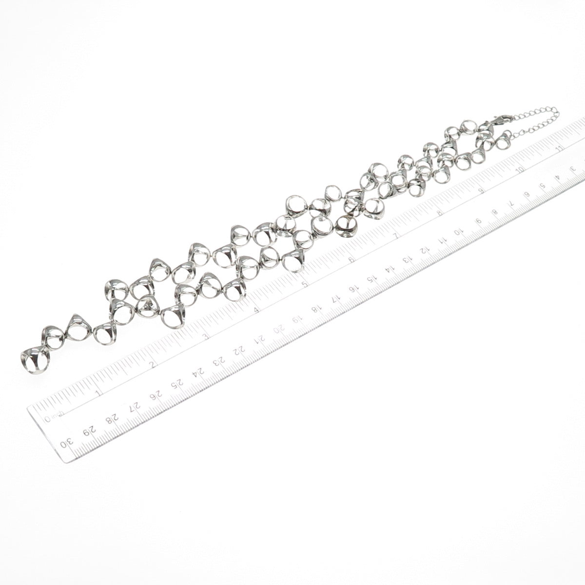 925 Sterling Silver Vintage Modernist Chain Necklace 16-18"