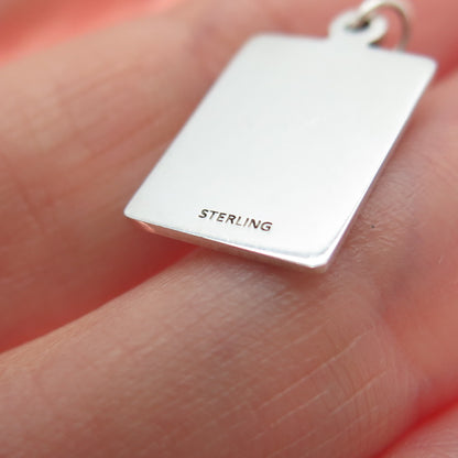 925 Sterling Silver Red Enamel My Rules! Do Not Stop! Minimalist Charm Pendant