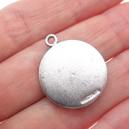 CHARM CRAFT 925 Sterling Silver Vintage Bowling Player Oxidized Pendant