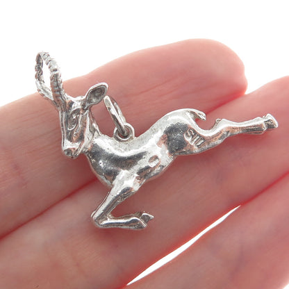925 Sterling Silver Vintage Gazelle Minimalist Charm Pendant