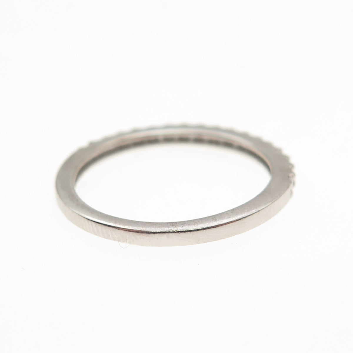 Seta 925 Sterling Silver Round-Cut C Z Half Eternity Stackable Band Ring Size 6