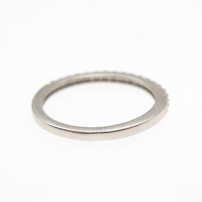 Seta 925 Sterling Silver Round-Cut C Z Half Eternity Stackable Band Ring Size 6