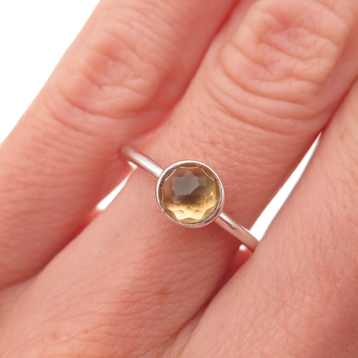 Pandora 925 Sterling Silver Real Citrine November Birthstone Droplet Ring Size 6