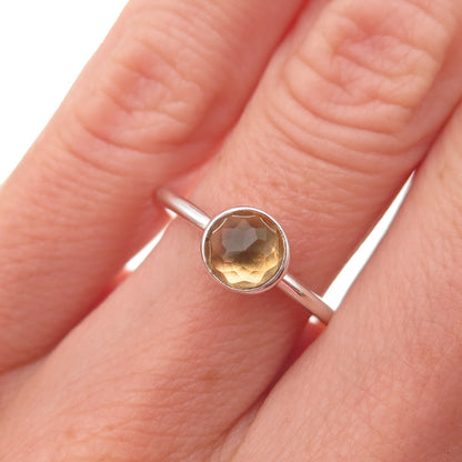Pandora 925 Sterling Silver Real Citrine November Birthstone Droplet Ring Size 6