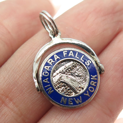 FRENCH & FRANKLIN 925 Sterling Silver Vintage Enamel Niagara Falls NY Pendant