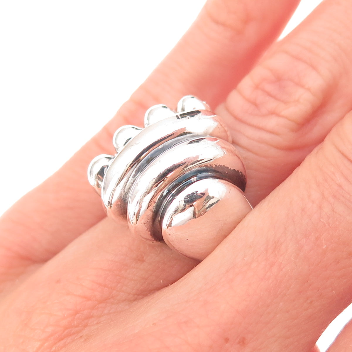 925 Sterling Silver Vintage Modernist Oxidized Ring Size 6