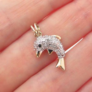 ROSS SIMONS 925 Sterling Gold Plated Diamond Accent Spinel Dolphin Mini Pendant