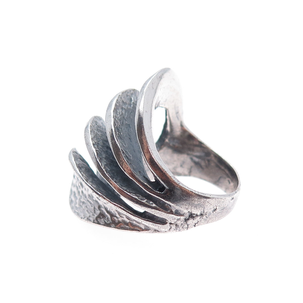 925 Sterling Silver Vintage Modernist Oxidized Ring Size 4.75
