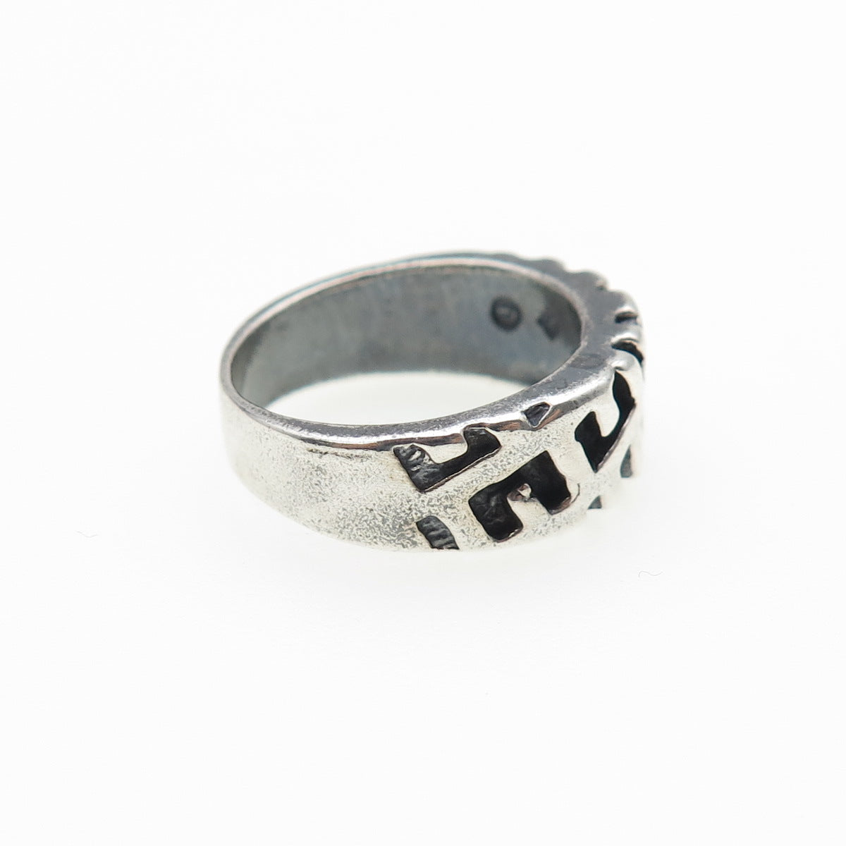 SUNWEST 925 Sterling Silver Vintage Modernist Maze Oxidized Band Ring Size 5