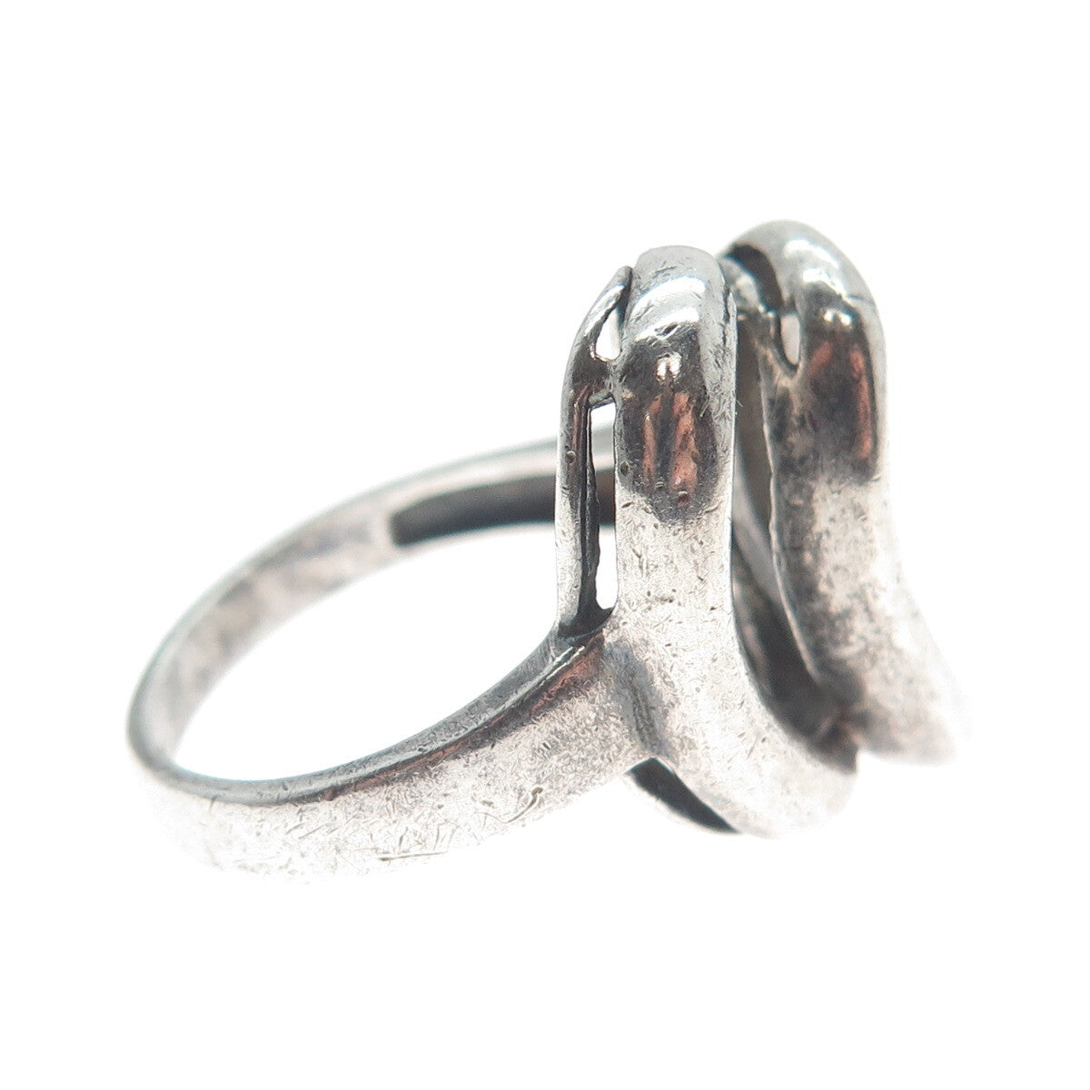 HUBERTUS VON SKAL 925 Sterling Silver Vintage Overlap Letter "O" Ring Size 6.5