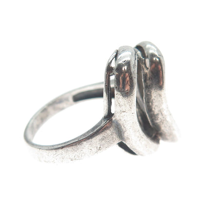 HUBERTUS VON SKAL 925 Sterling Silver Vintage Overlap Letter "O" Ring Size 6.5