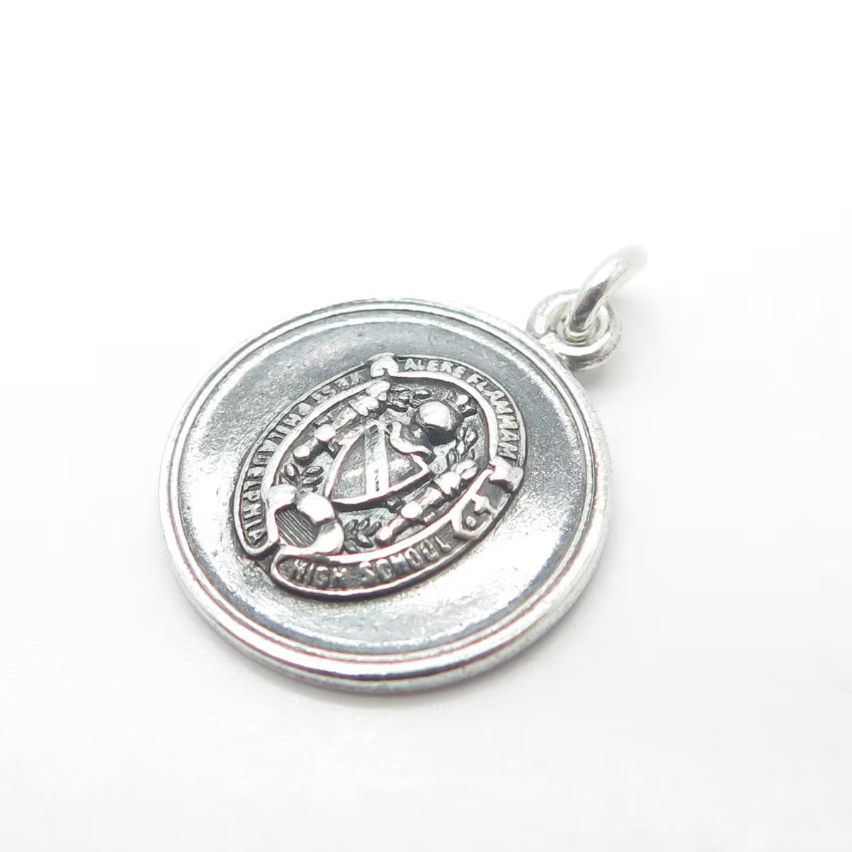 925 Sterling Silver Vintage "Aleme Flamman High School" Charm Pendant