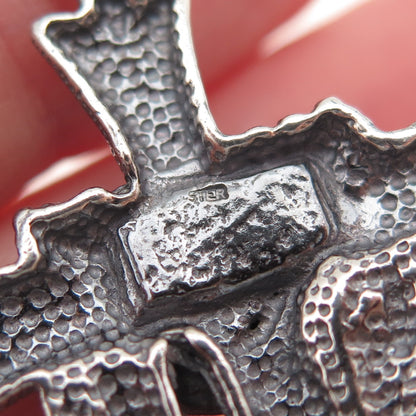 925 Sterling Silver Vintage Crucifix Cross Oxidized Pendant
