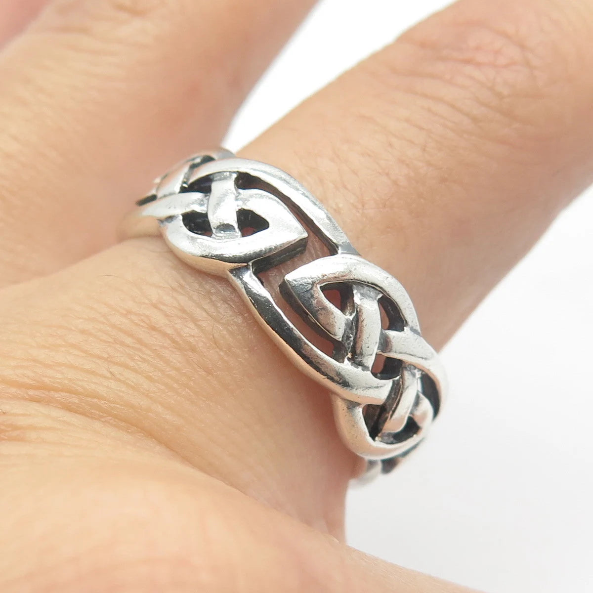 925 Sterling Silver Vintage Celtic Band Ring Size 12.5