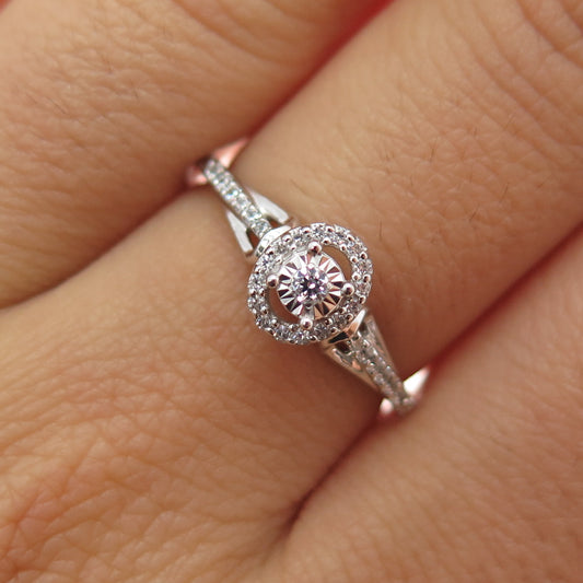 925 Sterling Silver Swarovski Crystal Engagement Ring Size 7