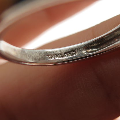 925 Sterling Silver Vintage Real Smoky Quartz Modernist Ring Size 7