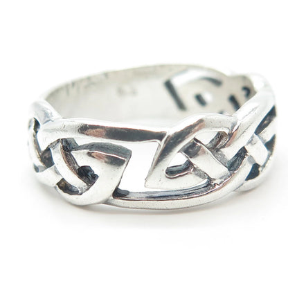 925 Sterling Silver Vintage Celtic Band Ring Size 12.5