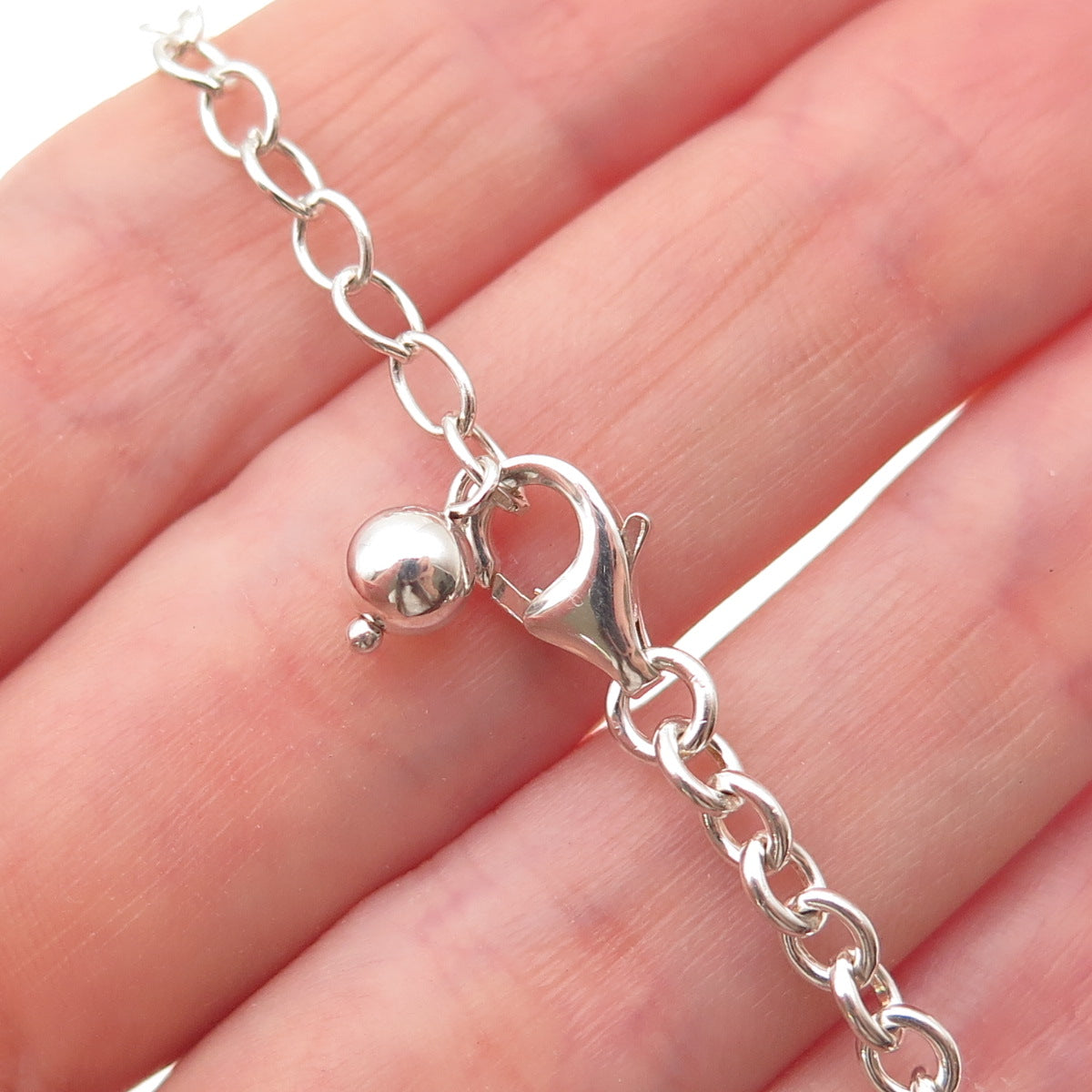 Elle 925 Sterling Silver Vintage Real Ruby Crescent Cable Chain Necklace 16-18"