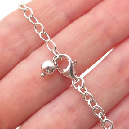 Elle 925 Sterling Silver Vintage Real Ruby Crescent Cable Chain Necklace 16-18"