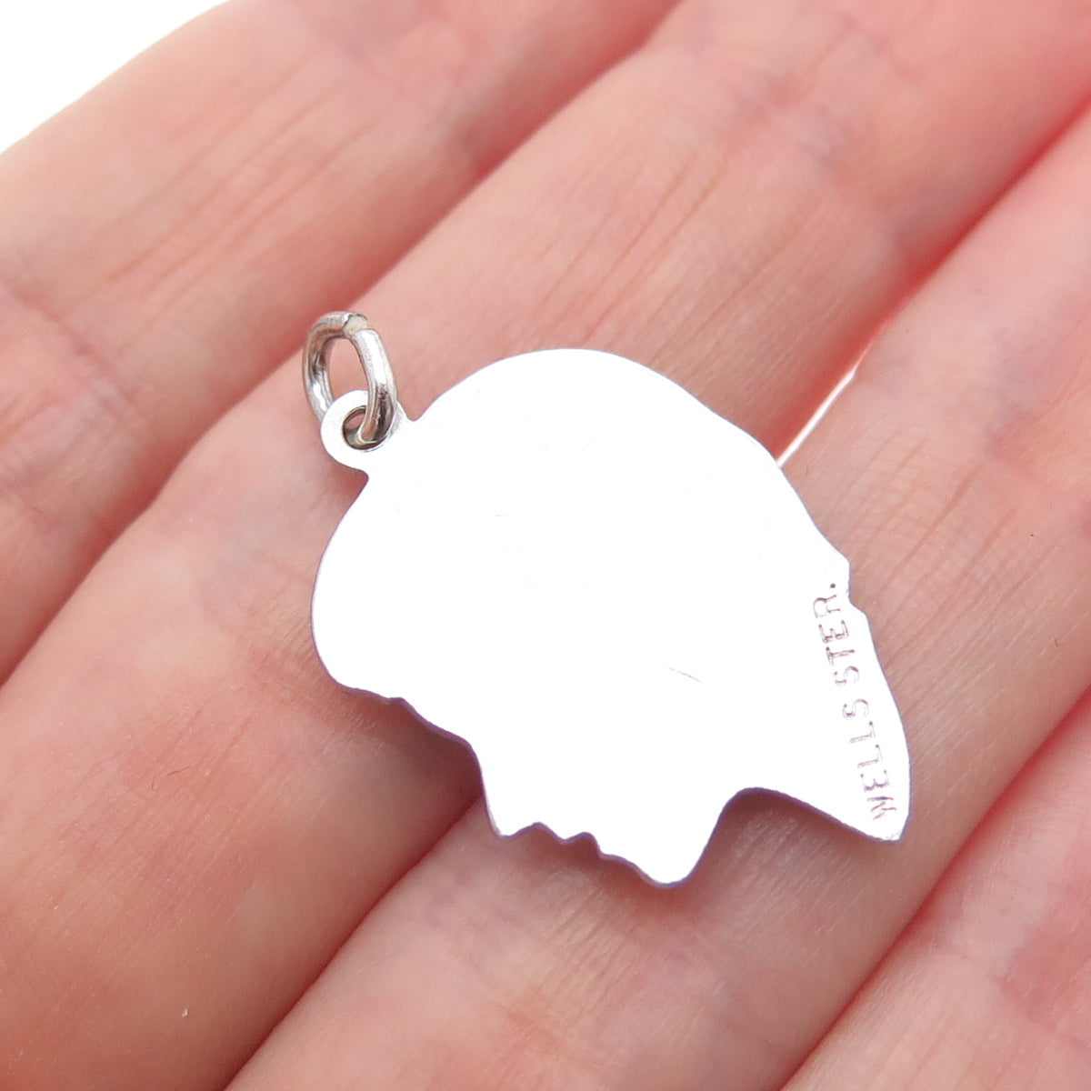 WELLS 925 Sterling Silver Vintage Boy Profile Charm Pendant