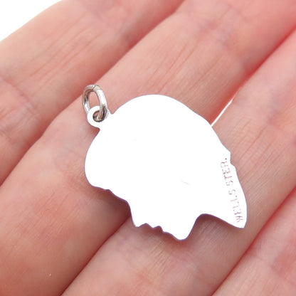 WELLS 925 Sterling Silver Vintage Boy Profile Charm Pendant