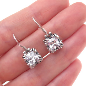 Silpada 925 Sterling Silver Vintage C Z Uptown Oxidized Dangle Earrings