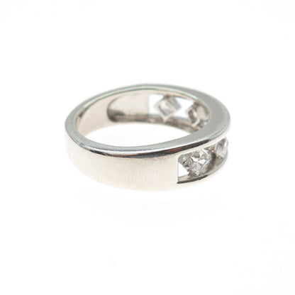 925 Sterling Silver Princess-Cut C Z Half Eternity Band Ring Size 7