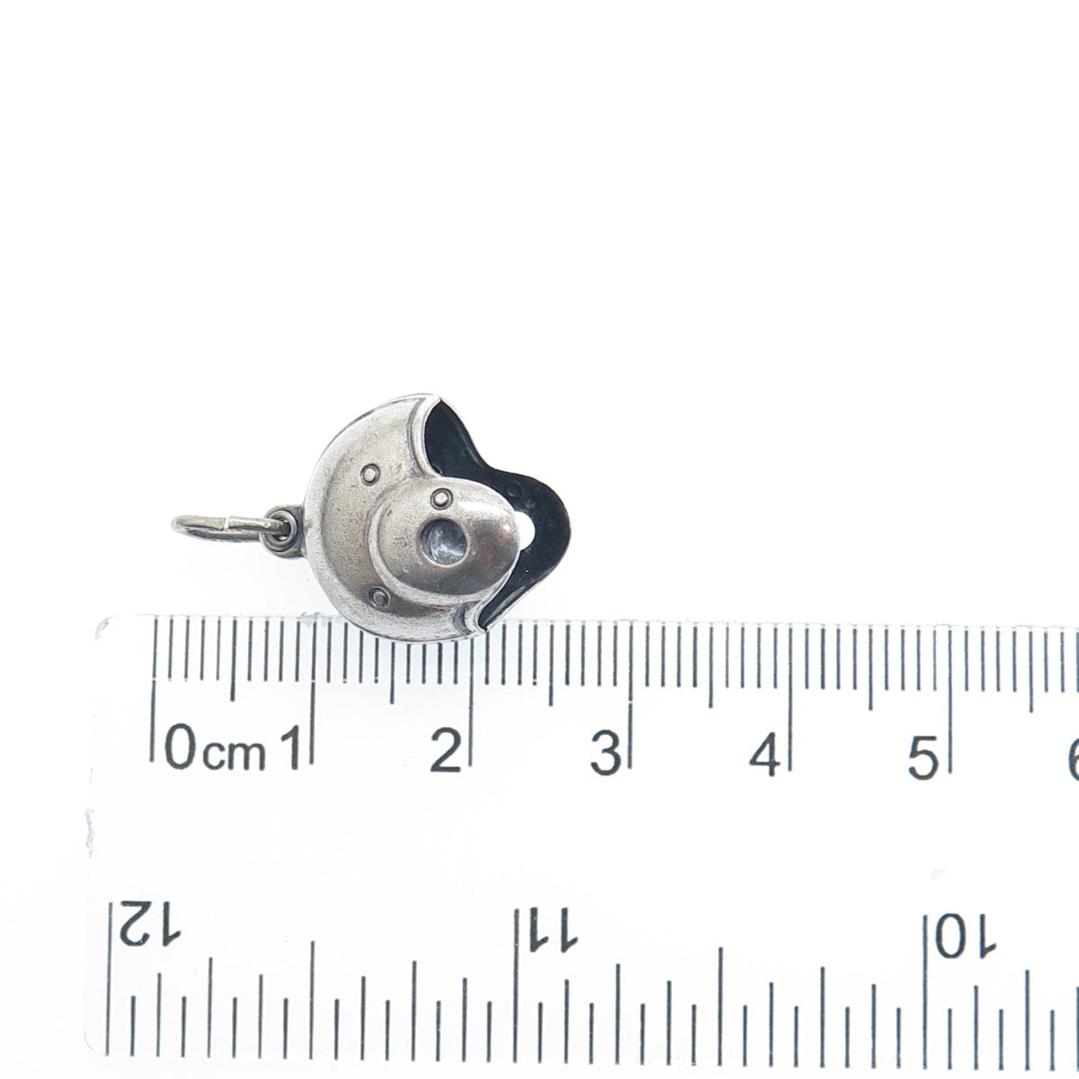 925 Sterling Silver Vintage Baseball Helmet Minimalist 3D Charm Pendant