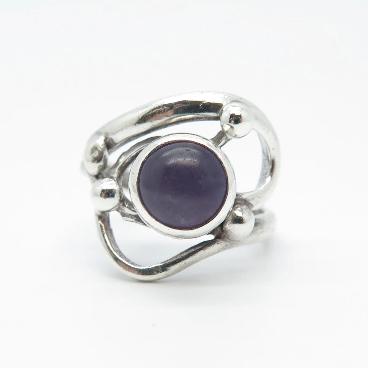 925 Sterling Silver Vintage Krystyna's Real Amethyst Gemstone Ring Size 6.75
