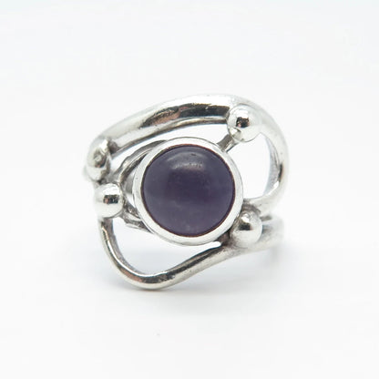925 Sterling Silver Vintage Krystyna's Real Amethyst Gemstone Ring Size 6.75