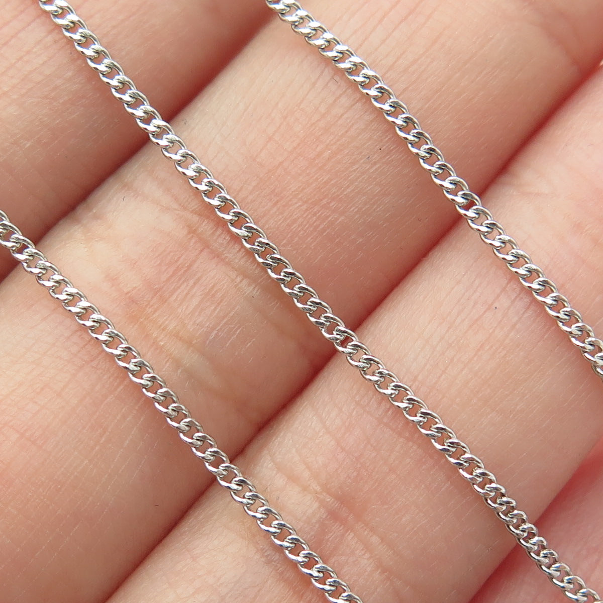 925 Sterling Silver Vintage Curb Chain Necklace 18"