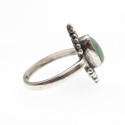 925 Sterling Silver Vintage Real Tyrone Turquoise Modernist Beaded Ring Size 7.5