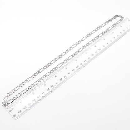 HAN 925 Sterling Silver Vintage Italy Figaro Chain Necklace 24"