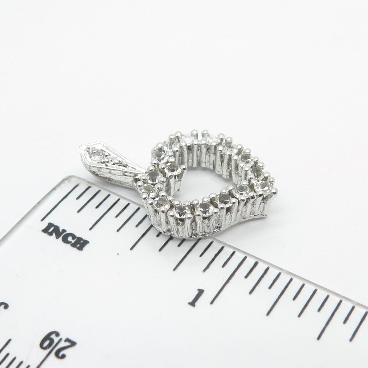 925 Sterling Silver C Z Open Heart Pendant