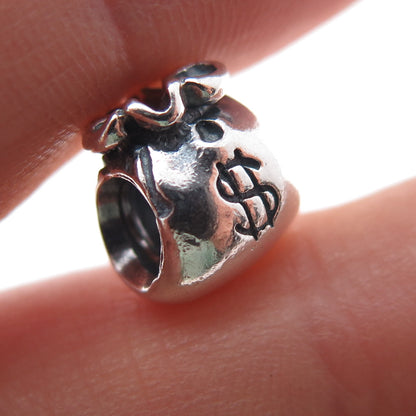 PANDORA 925 Sterling Silver Money Bag Slide Bead Charm