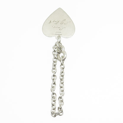 TIFFANY & CO. Sterling Silver Antique Art Deco Engraved Heart Tag Key Chain Fob