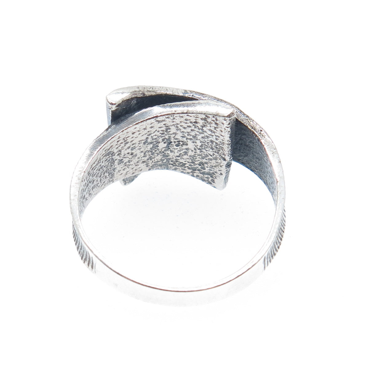 925 Sterling Silver Vintage Modernist Oxidized Ring Size 9.5