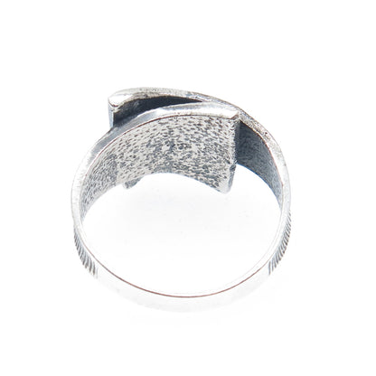 925 Sterling Silver Vintage Modernist Oxidized Ring Size 9.5
