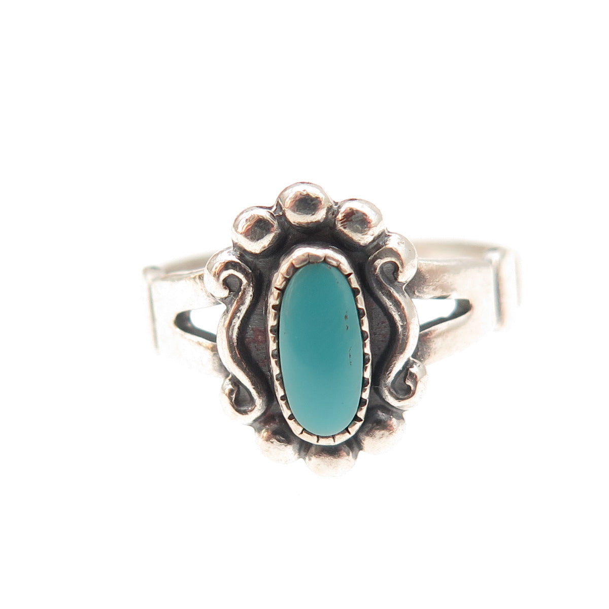 Bell Trading Post Old Pawn 925 Sterling Silver Vintage Turquoise Ring Size 4.75
