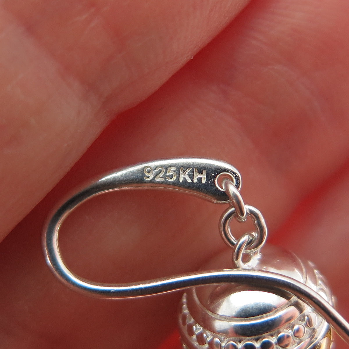 KIT HEATH Sterling Silver 2-Tone Vintage Faux Pearl Modernist Dangle Earrings