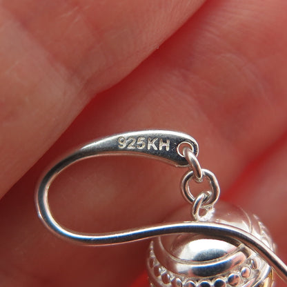 KIT HEATH Sterling Silver 2-Tone Vintage Faux Pearl Modernist Dangle Earrings