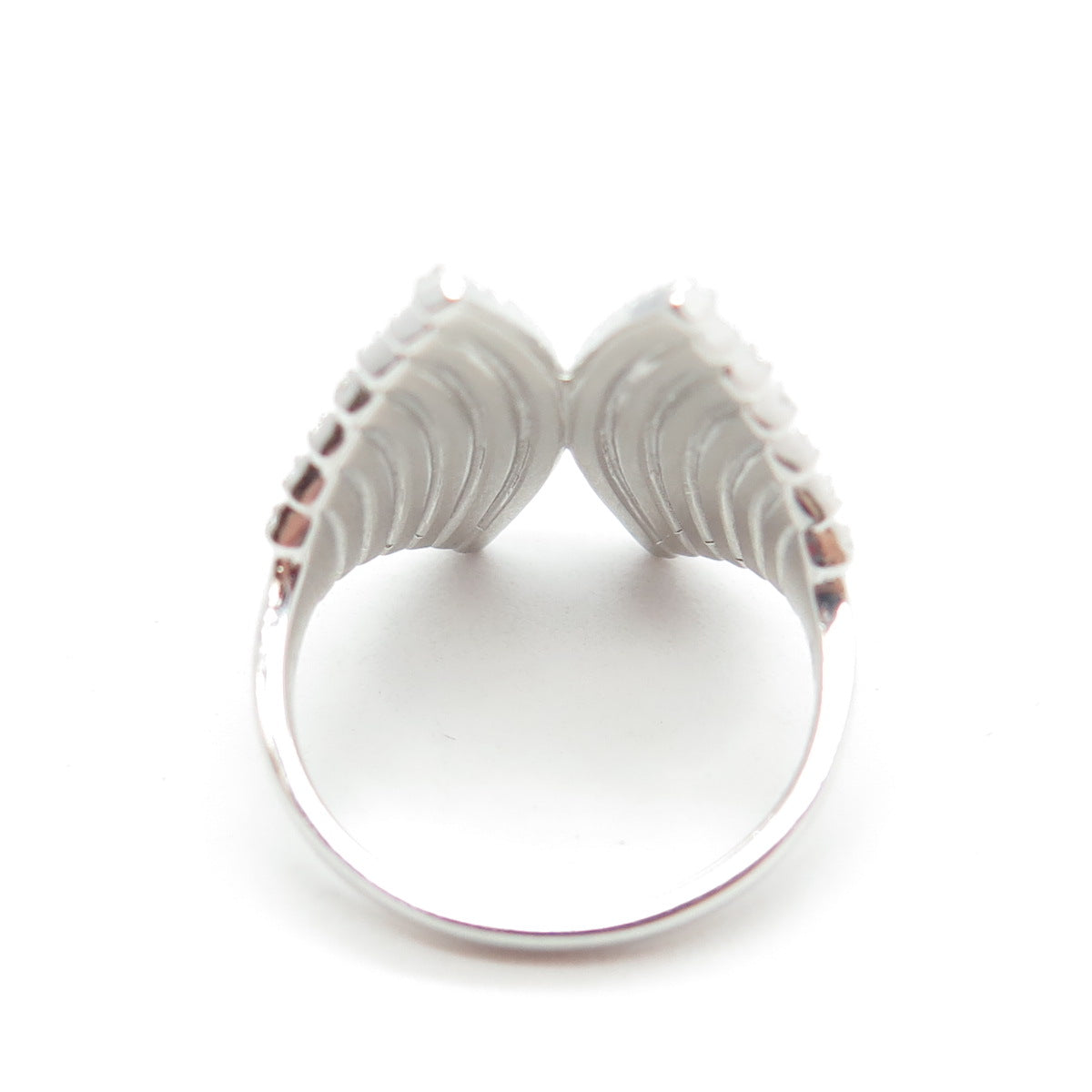 925 Sterling Silver Pave C Z Wings Ring Size 7