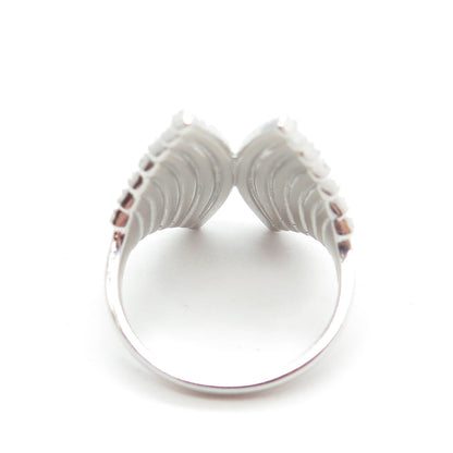 925 Sterling Silver Pave C Z Wings Ring Size 7