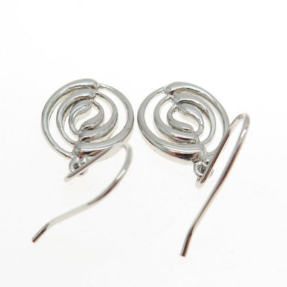 925 Sterling Silver Modernist Yin Yang Dangling Earrings